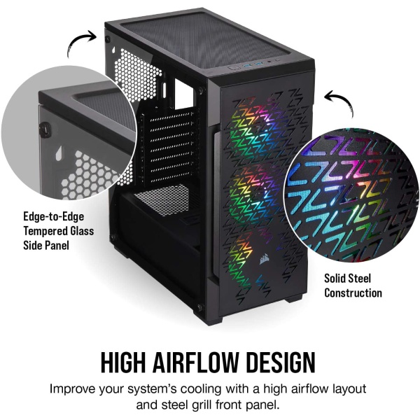 Corsair iCUE 220T RGB Mid Tower Case - Black - Image 2